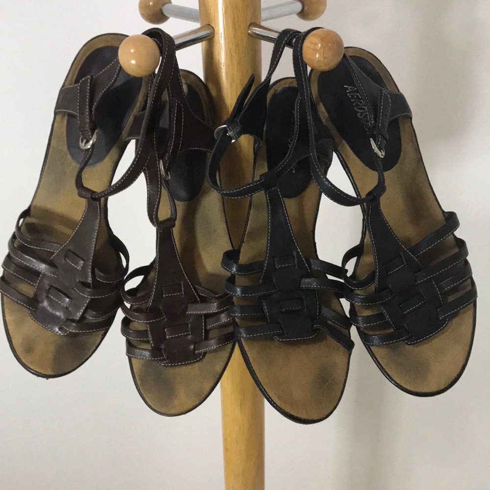 Aerosoles Heels Leather Diversify 7M Sandals Two Pairs - Picture 3 of 16